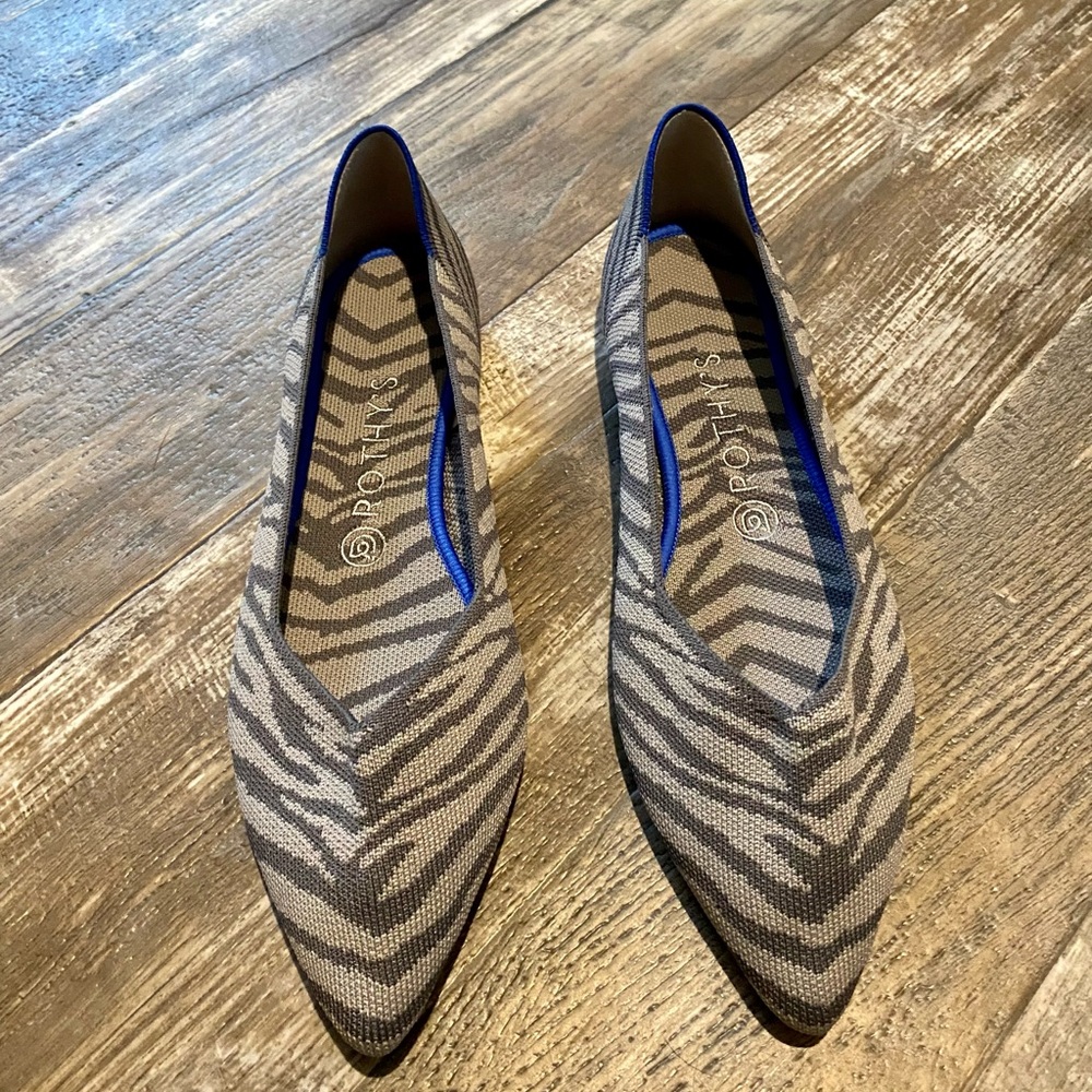 Rothy’s The Point Grey Zebra slip-on flat, size 10